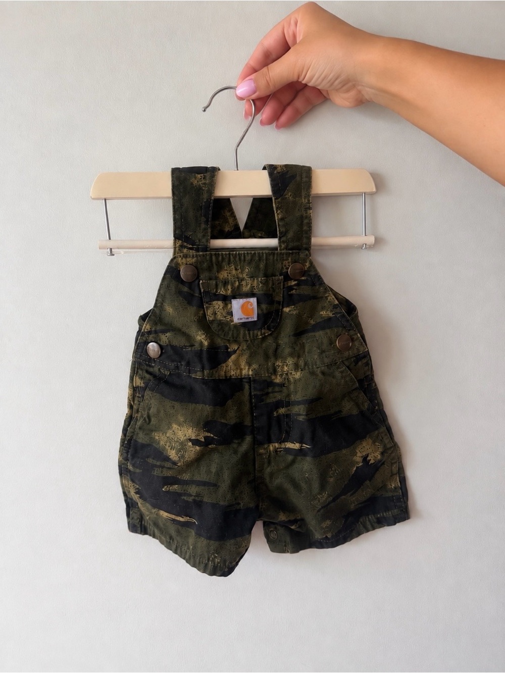 Carhartt Kids' Olive & Black Camo Short Overalls